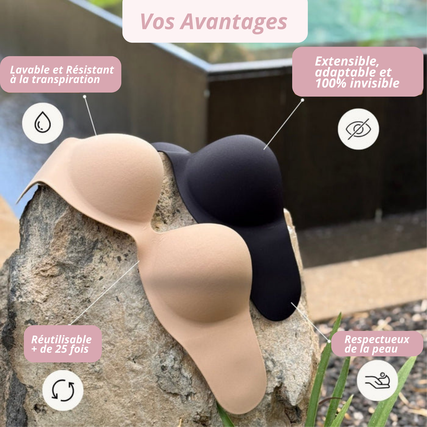 Celyana™ Soutien-Gorge Push-Up Adhésif Sans Bretelles