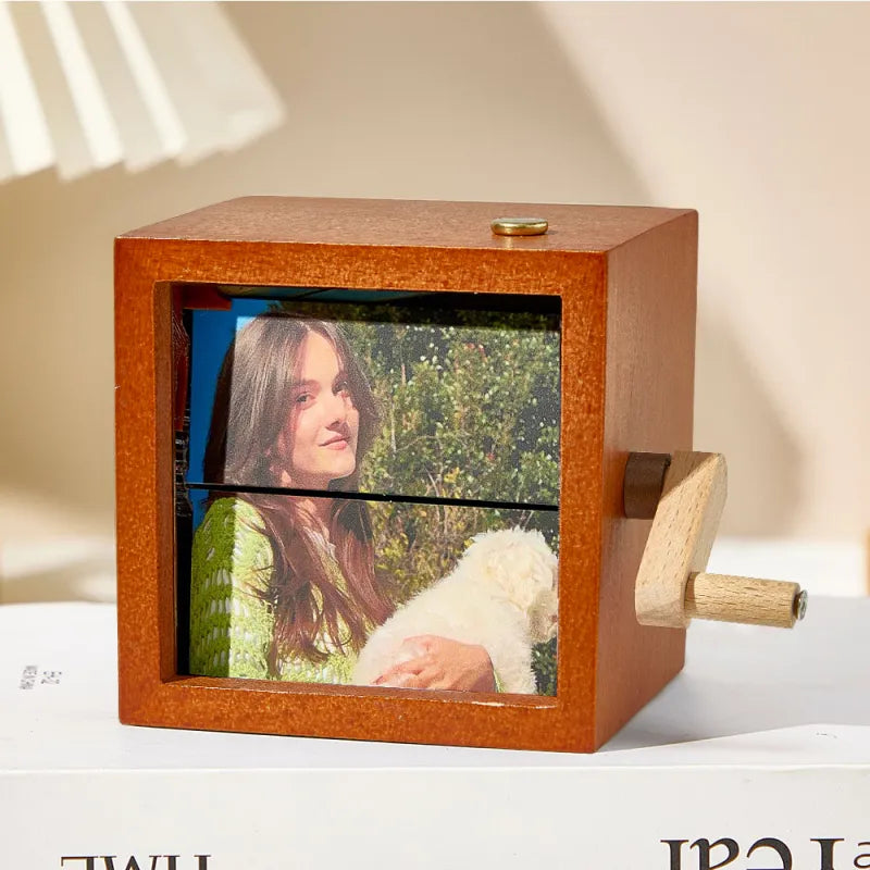 Cadre Flipbook Photo Personnalisé – Boîte Animation Mécanique à Manivelle avec Lumière
