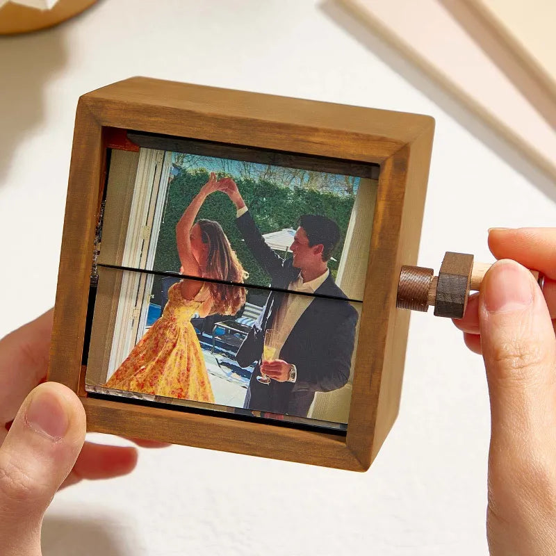 Cadre Flipbook Photo Personnalisé – Boîte Animation Mécanique à Manivelle avec Lumière