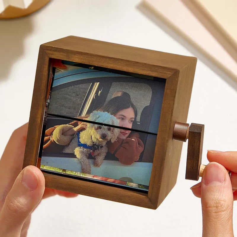 Cadre Flipbook Photo Personnalisé – Boîte Animation Mécanique à Manivelle avec Lumière