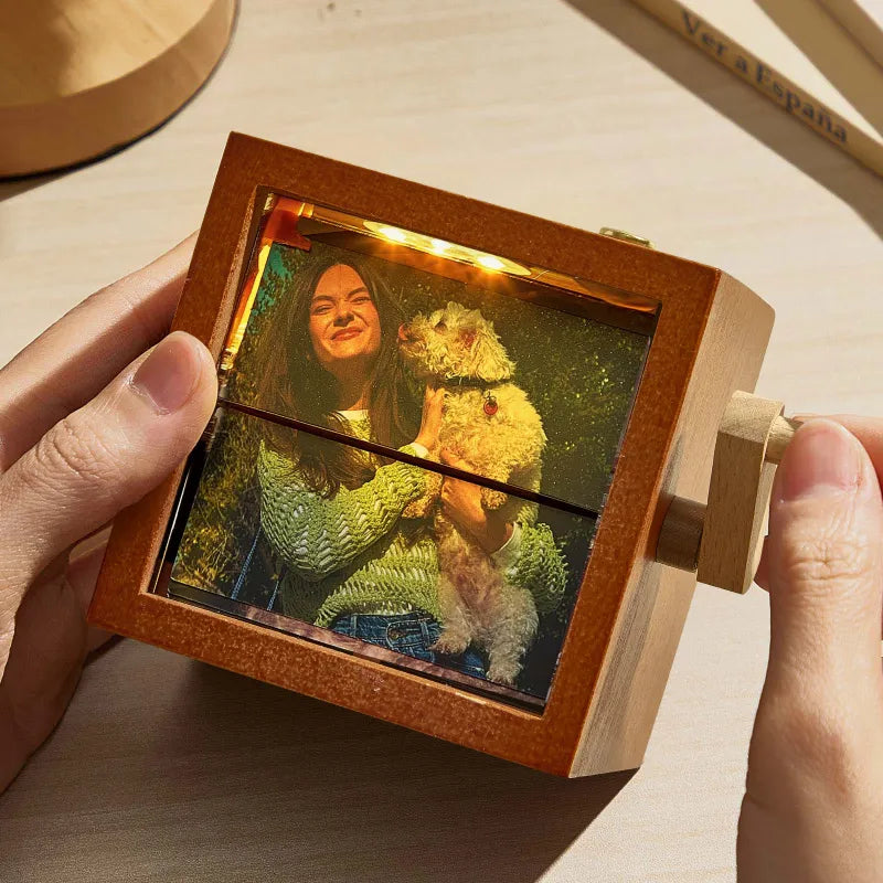 Cadre Flipbook Photo Personnalisé – Boîte Animation Mécanique à Manivelle avec Lumière