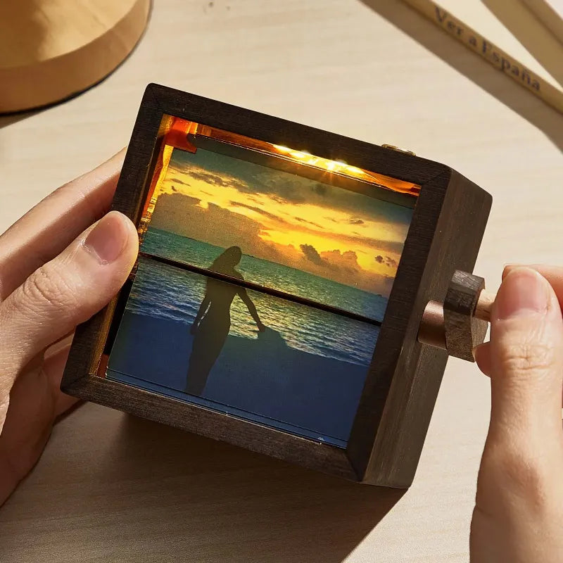 Cadre Flipbook Photo Personnalisé – Boîte Animation Mécanique à Manivelle avec Lumière