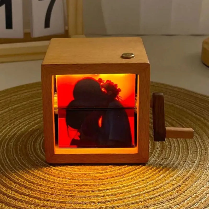 Cadre Flipbook Photo Personnalisé – Boîte Animation Mécanique à Manivelle avec Lumière