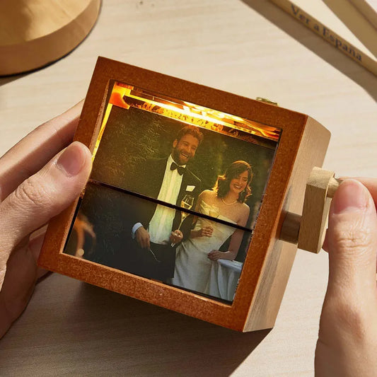 Cadre Flipbook Photo Personnalisé – Boîte Animation Mécanique à Manivelle avec Lumière